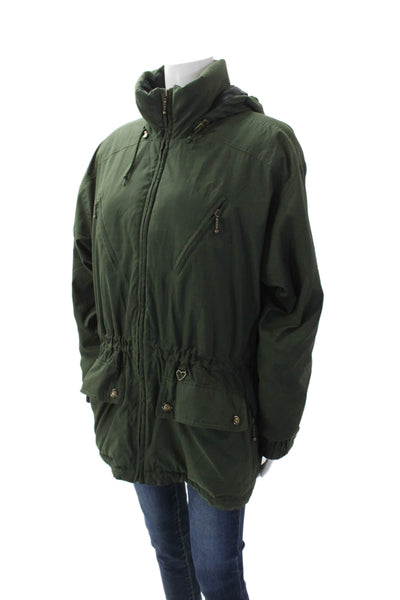 Obermeyer Womens Zippered Pocket Drawstring Waist Parka Jacket Green Size 10