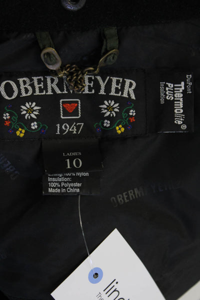 Obermeyer Womens Zippered Pocket Drawstring Waist Parka Jacket Green Size 10