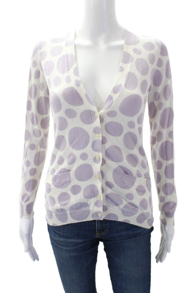 Crewcuts Girls Cotton Long Sleeve Button Up Polka Dot Knit Top White Size 14
