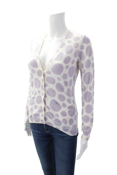 Crewcuts Girls Cotton Long Sleeve Button Up Polka Dot Knit Top White Size 14