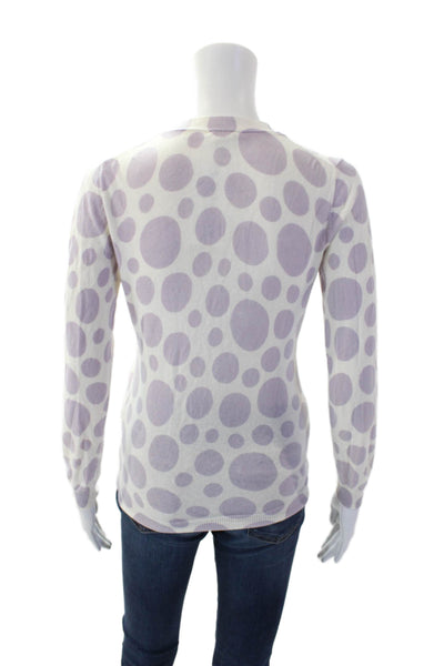 Crewcuts Girls Cotton Long Sleeve Button Up Polka Dot Knit Top White Size 14