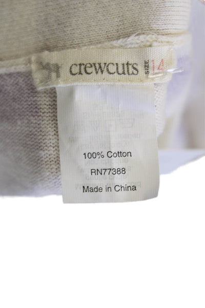 Crewcuts Girls Cotton Long Sleeve Button Up Polka Dot Knit Top White Size 14