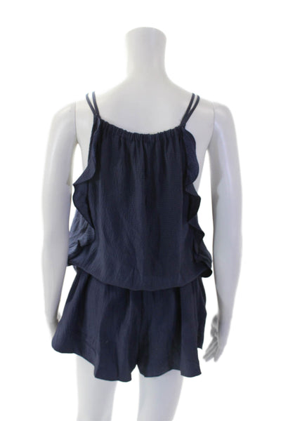 Rebecca Taylor Womens Spaghetti Strap Scoop Neck Romper Blue Size S