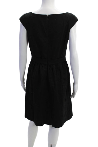 David Meister Womens Sleeveless Gold Tone Sheath Dress Black Cotton Size 6