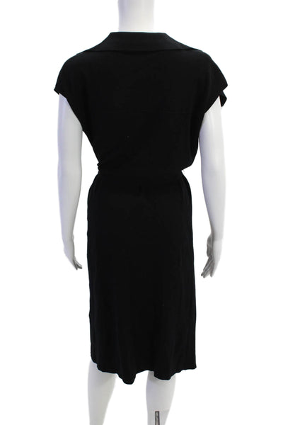 Elie Tahari Womens Button Down Belted Sleeveless Sweater Dress Black Size Small