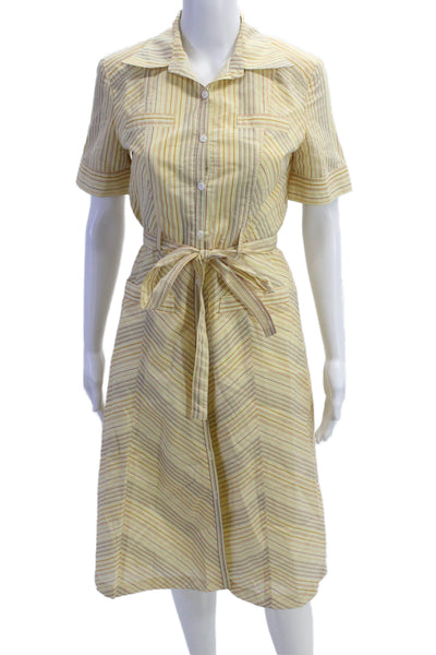 Cynthia Cynthia Steffe Womens Striped Button Down A Line Dress Yellow Size 6