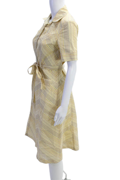 Cynthia Cynthia Steffe Womens Striped Button Down A Line Dress Yellow Size 6
