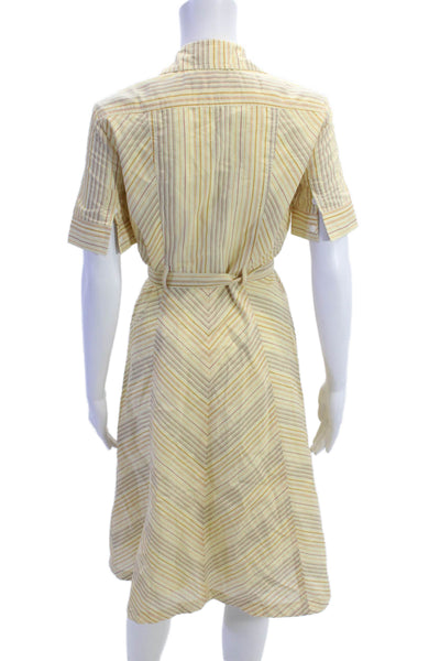 Cynthia Cynthia Steffe Womens Striped Button Down A Line Dress Yellow Size 6