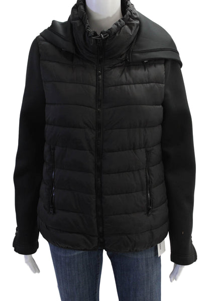 Zara Womens Full Zipper Hooded Long Sleeves Puffer Jacket Black Size Medium