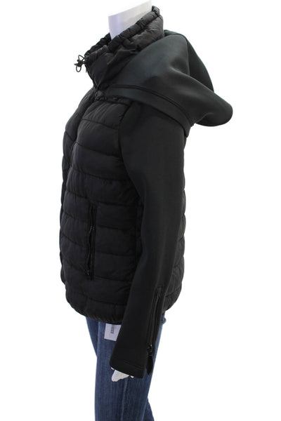 Zara Womens Full Zipper Hooded Long Sleeves Puffer Jacket Black Size Medium