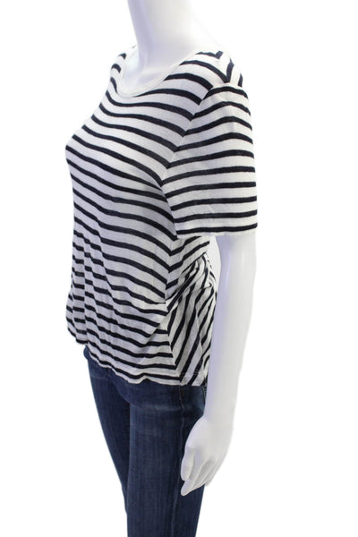T Alexander Wang Womens Striped Short Sleeve Basic T-Shirt White Size S