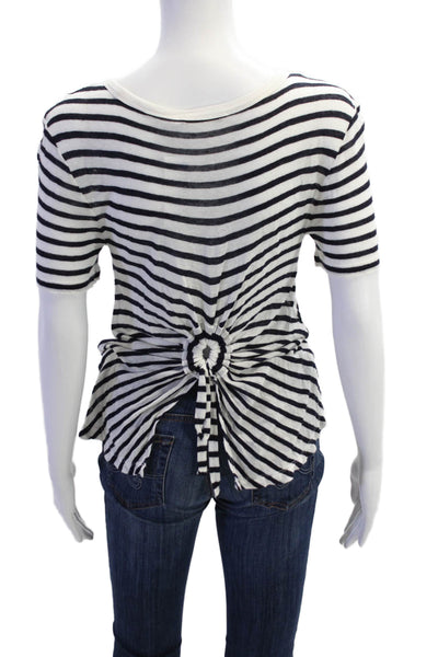 T Alexander Wang Womens Striped Short Sleeve Basic T-Shirt White Size S