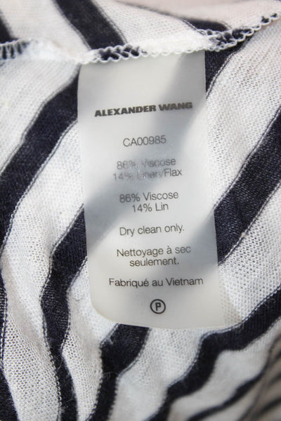 T Alexander Wang Womens Striped Short Sleeve Basic T-Shirt White Size S