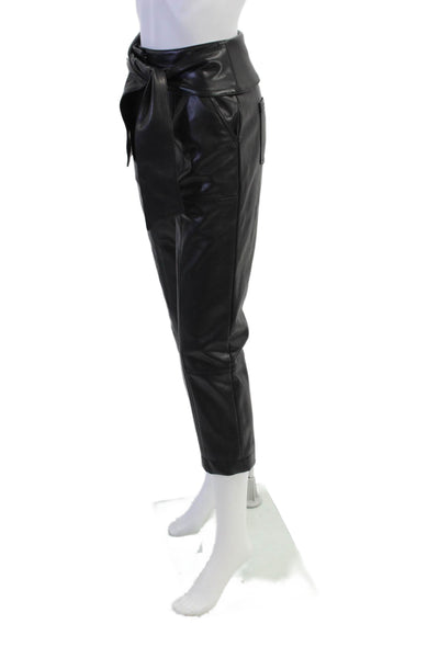 Jonathan Simkhai Womens Zippered High-Waisted Tied Straight Pants Black Size 0