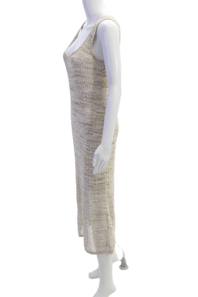 Intermix Womens Cotton Knit Sleeveless Scoop Neck Maxi Dress Beige Size PP