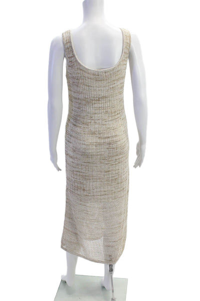 Intermix Womens Cotton Knit Sleeveless Scoop Neck Maxi Dress Beige Size PP