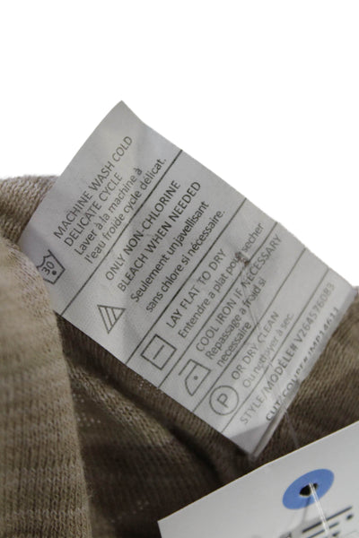 Vince Womens Striped Long Sleeves Crew Neck Sweater Brown Cotton Size Small