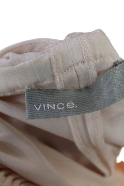 Vince Womens Silk Drawstring Short Sleeves V Neck Blouse Pink Size Medium