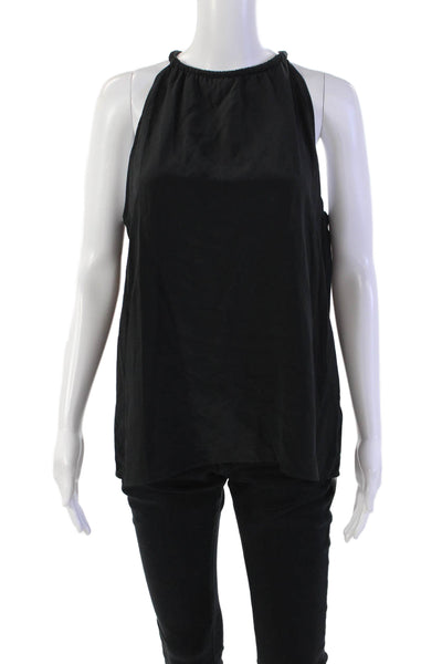 A.L.C. Women Silk Sleeveless Button Closure Tank Top Black Size 8