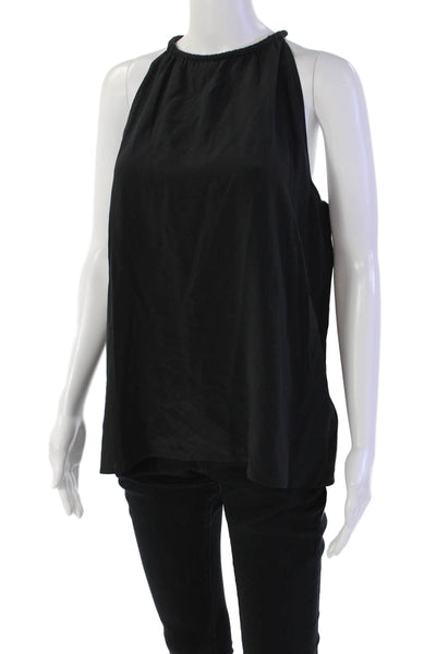 A.L.C. Women Silk Sleeveless Button Closure Tank Top Black Size 8