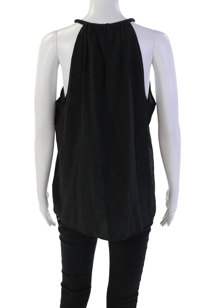 A.L.C. Women Silk Sleeveless Button Closure Tank Top Black Size 8