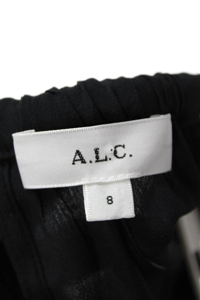 A.L.C. Women Silk Sleeveless Button Closure Tank Top Black Size 8