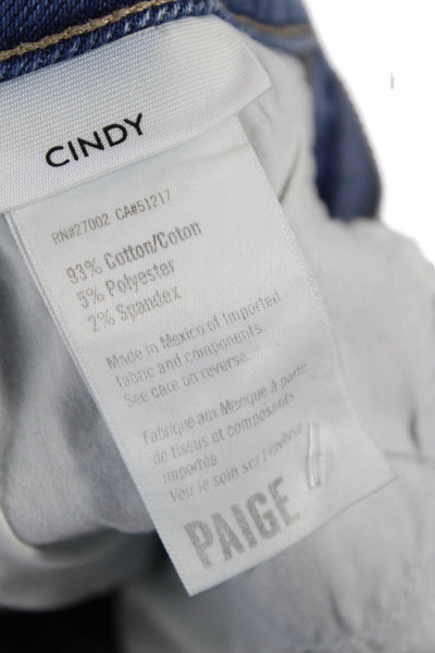 Paige Womens High Rise Slim Leg Zip Up Cindy Jeans Blue Cotton Size 29
