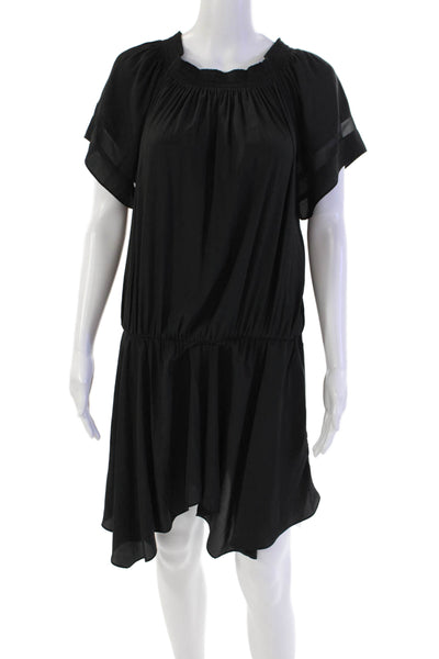 Ramy Brook Womens Off The Shoulder Short Sleeves A Line Dress Black Size Medium