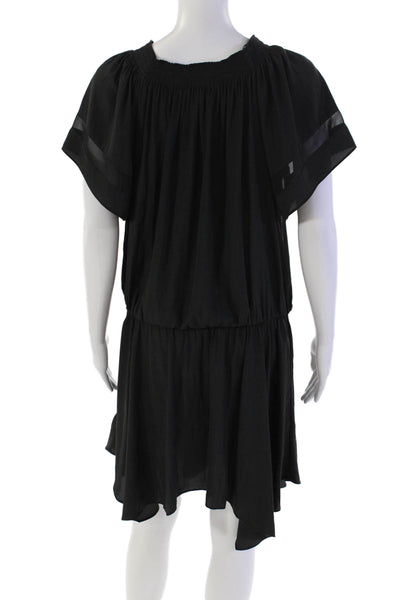 Ramy Brook Womens Off The Shoulder Short Sleeves A Line Dress Black Size Medium