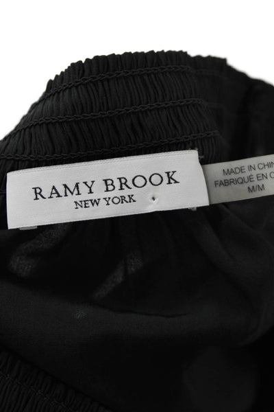 Ramy Brook Womens Off The Shoulder Short Sleeves A Line Dress Black Size Medium