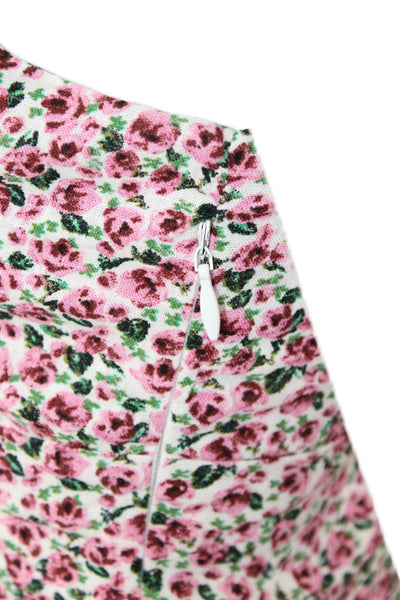 Zara Womens Linen Floral Pattern Sleeveless Flare Mini Dress Hem Pink Size XS