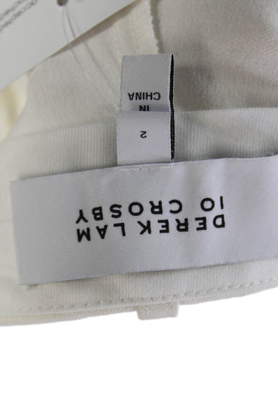 Derek Lam 10 Crosby Cotton Tailored Straight Leg Slim Fit Pants White Size 2