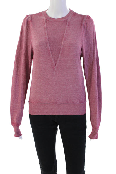 525 Womens Cotton Blend Long Sleeve Crew Neck Pullover Sweatshirt Pink Size XS