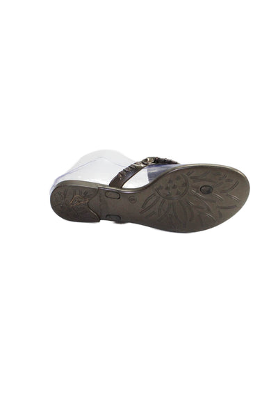 Jack Rogers Womens Georgica Woven Embroidered Slip On Jelly Sandal Gray Size 6
