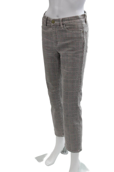 Frame Womens Cotton Le High Straight Pinstriped Skinny Fit Pants Gray Size 28