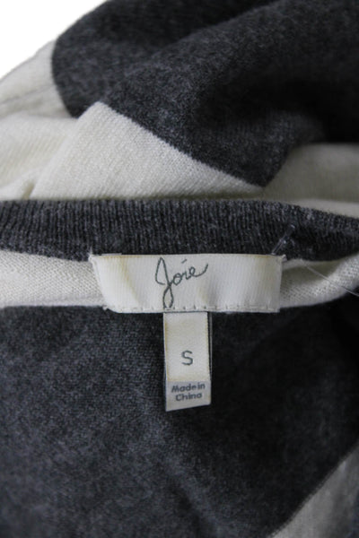 Joie Womens Striped Knit V-Neck Quarter Sleeve Pullover Sweater Gray Size S