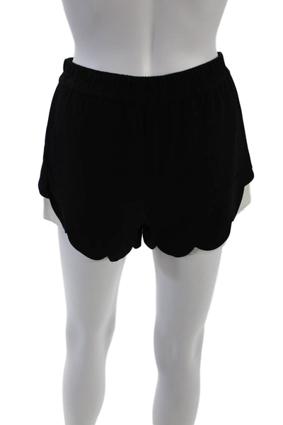 ALC Womens Elastic Waistband Mid Rise Scalloped Shorts Black White Size 2
