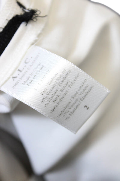 ALC Womens Elastic Waistband Mid Rise Scalloped Shorts Black White Size 2