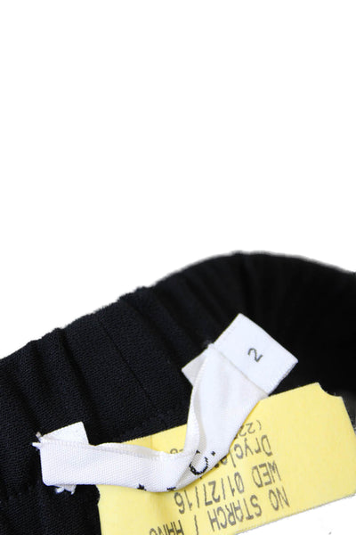 ALC Womens Elastic Waistband Mid Rise Scalloped Shorts Black White Size 2