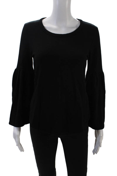 Fifteen Twenty Womens Long Flare Sleeve Scoop Neck Sweatshirt Black Size XS