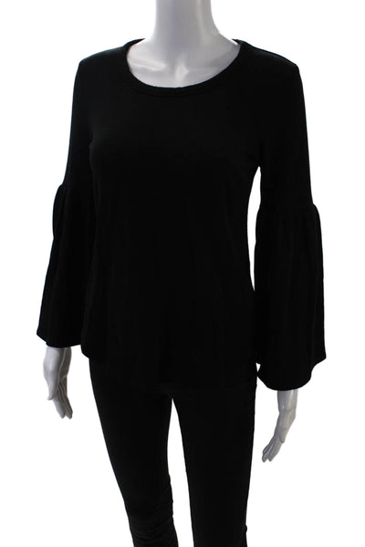 Fifteen Twenty Womens Long Flare Sleeve Scoop Neck Sweatshirt Black Size XS