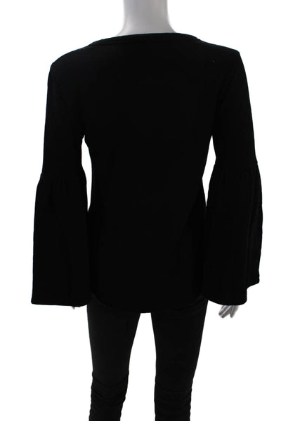 Fifteen Twenty Womens Long Flare Sleeve Scoop Neck Sweatshirt Black Size XS
