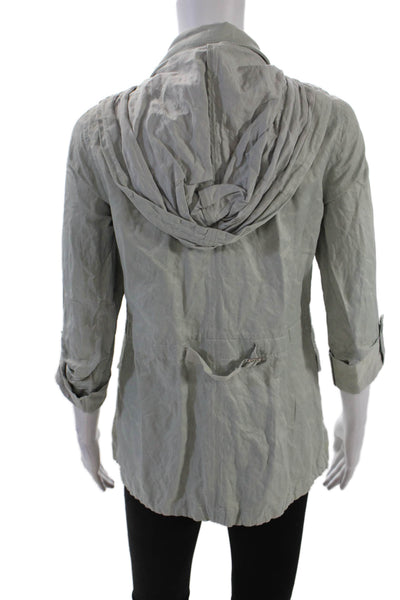 Joie Womens Front Zip 3/4 Sleeve Hooded Light Jacket Gray Cotton Extra Small