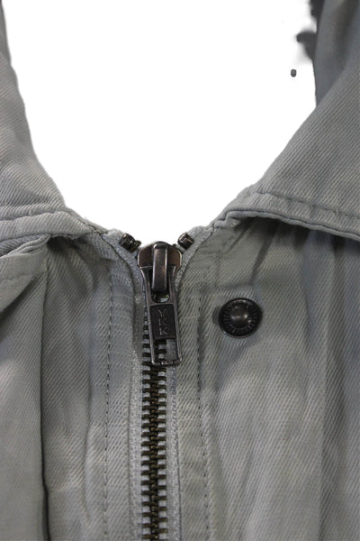 Joie Womens Front Zip 3/4 Sleeve Hooded Light Jacket Gray Cotton Extra Small