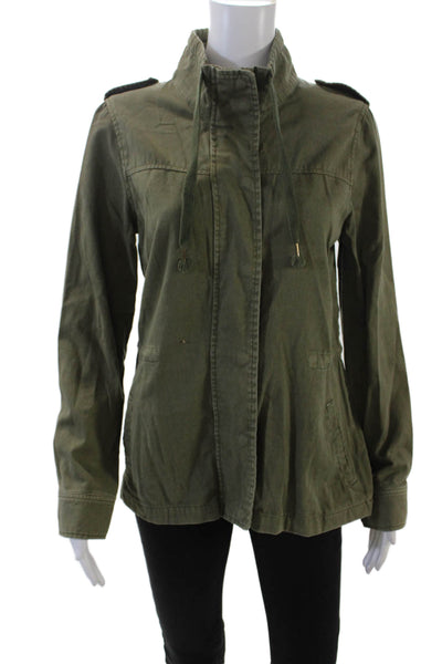 Velvet by Graham & Spencer Womens Front Zip Mock Neck Jacket Green Size XS
