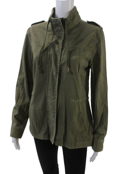 Velvet by Graham & Spencer Womens Front Zip Mock Neck Jacket Green Size XS