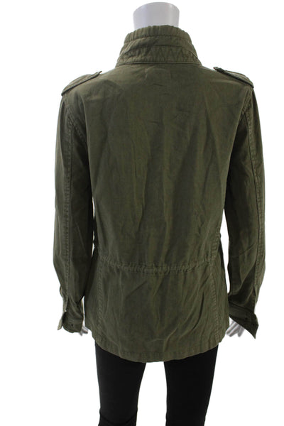 Velvet by Graham & Spencer Womens Front Zip Mock Neck Jacket Green Size XS