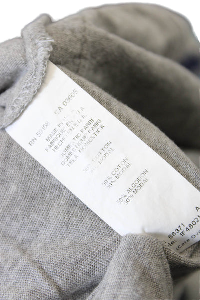 Fifteen Twenty Womens Short Sleeve Scoop Neck Embroidered Trim Shirt Gray XS