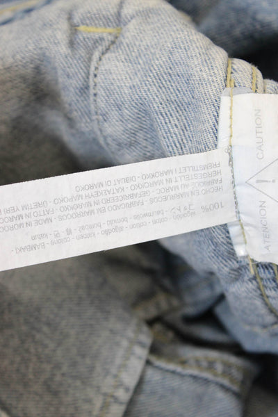 Z1975 Zara Basic Department Denim Womens Ripped Jean Jacket Blue Size Small