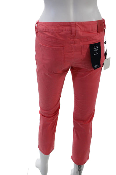 Armani Jeans Womens Mid Rise Zip Up Slim Leg Cropped Pants Pink Cotton Size 27